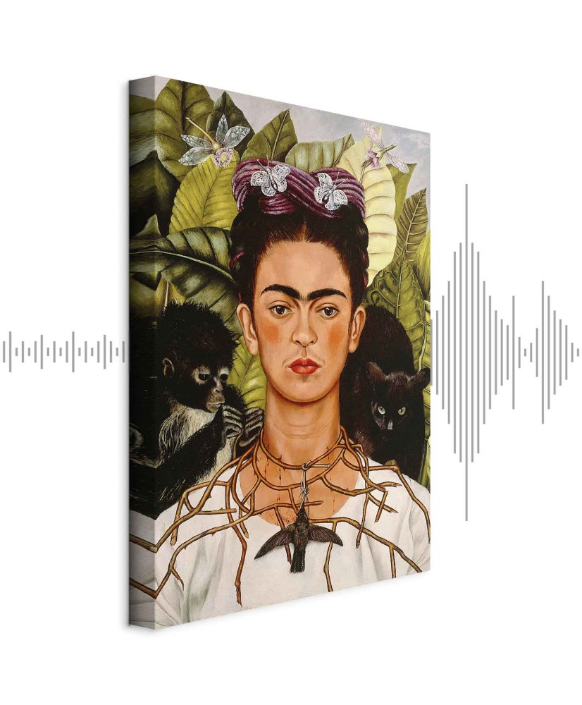 Paveikslas Frida Kahlo - Autoportretas su erškėčių vėriniu ir kolibriu