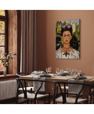 Paveikslas Frida Kahlo - Autoportretas su erškėčių vėriniu ir kolibriu