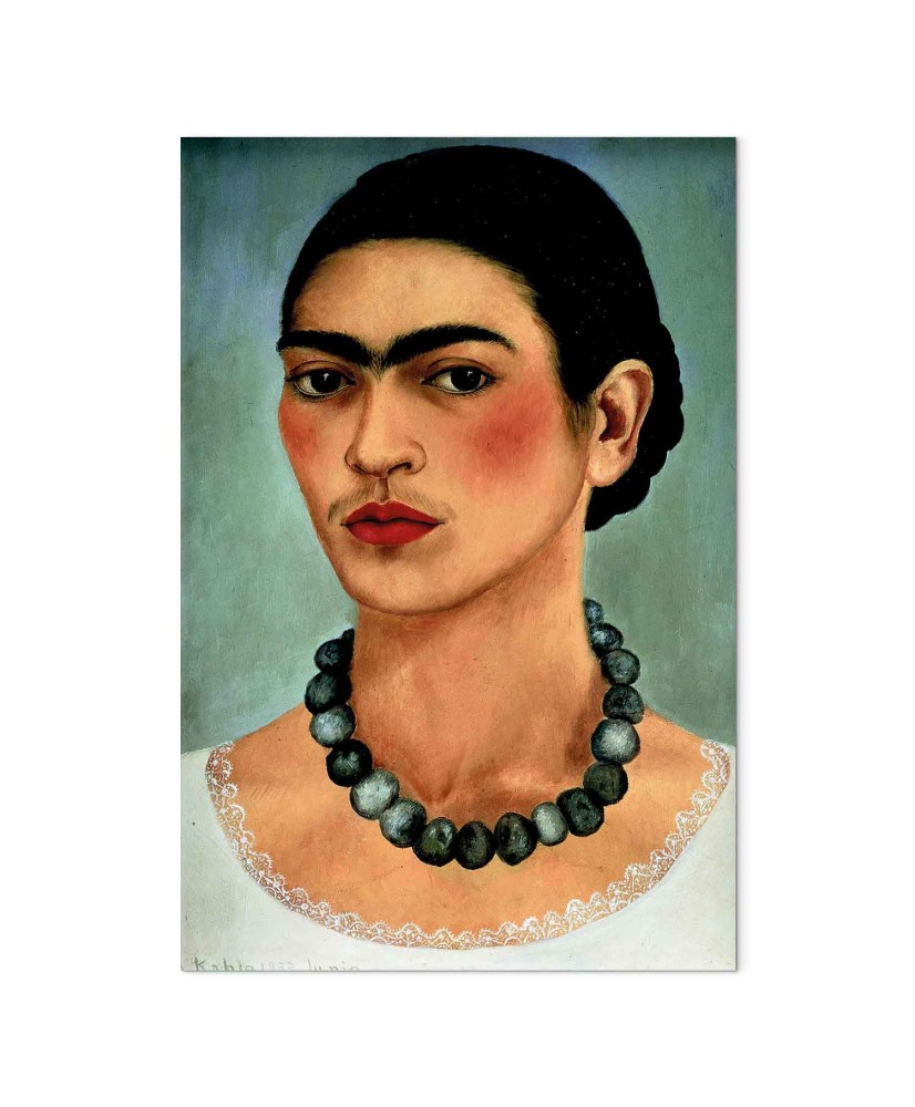 Paveikslas Frida Kahlo - Autoportretas su karoliukų vėriniu