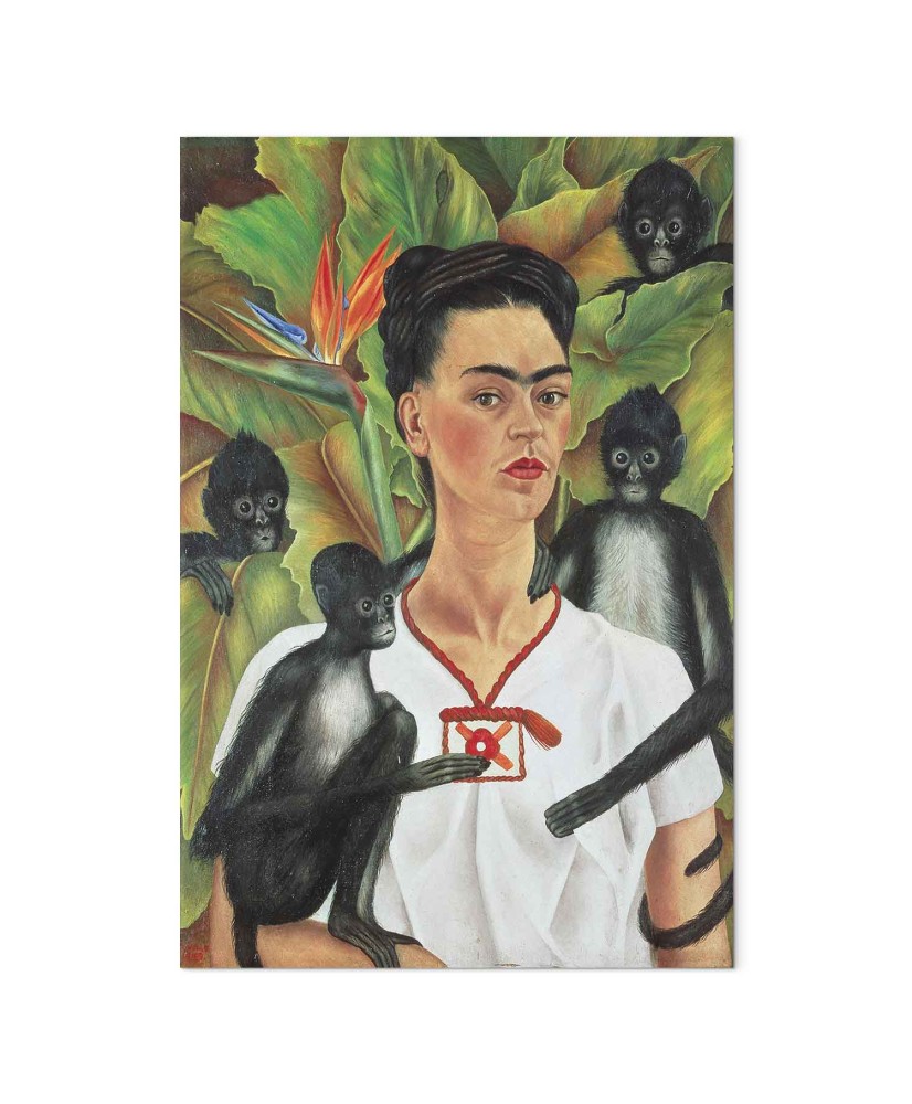 Paveikslas Frida Kahlo - Autoportretas su beždžionėmis