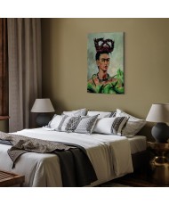 Paveikslas Frida Kahlo - Autoportretas su kasa