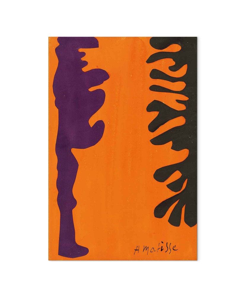 Paveikslas Henri Matisse - Juodi ir violetiniai arabeskai oranžiniame fone