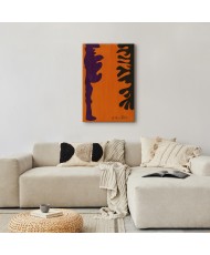 Paveikslas Henri Matisse - Juodi ir violetiniai arabeskai oranžiniame fone