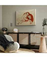 Paveikslas Egon Schiele - Pritūpusi mergina nuleista galva