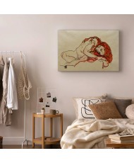 Paveikslas Egon Schiele - Pritūpusi mergina nuleista galva