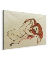 Paveikslas Egon Schiele - Pritūpusi mergina nuleista galva