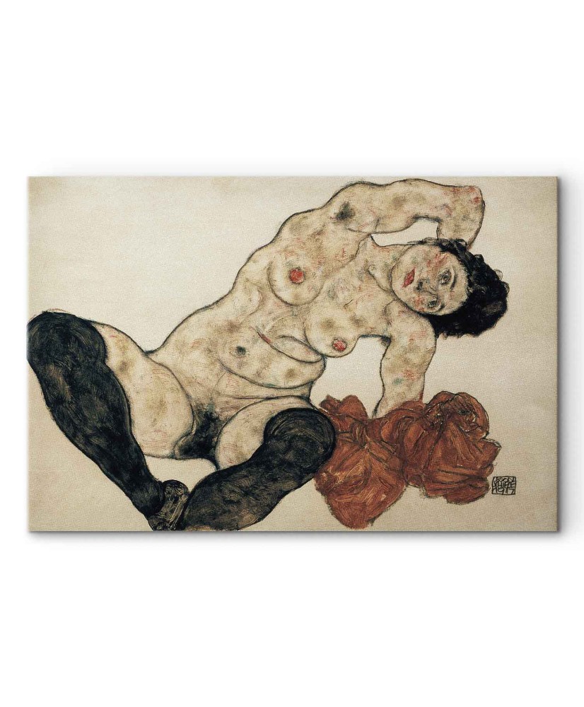 Paveikslas Egon Schiele - Gulintis aktas su geltonu rankšluosčiu