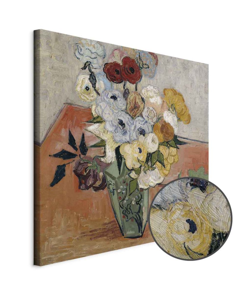Paveikslas Vincent van Gogh - Natiurmortas su japoniška vaza, rožėmis ir anemonais