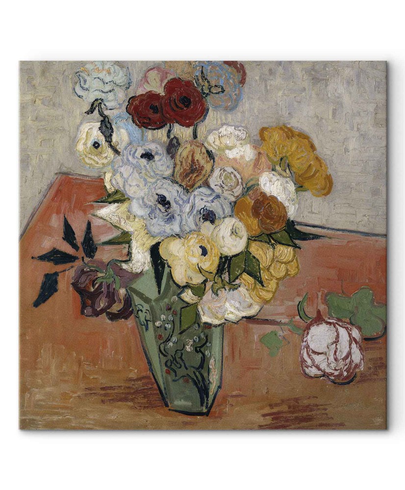 Paveikslas Vincent van Gogh - Natiurmortas su japoniška vaza, rožėmis ir anemonais