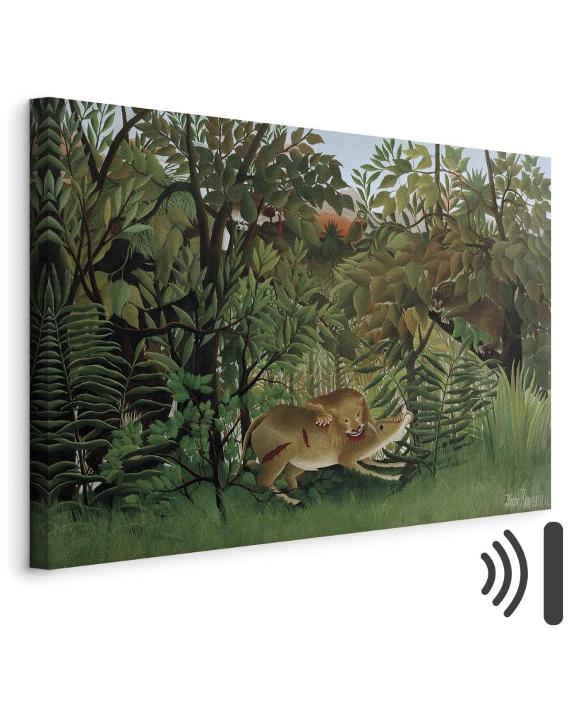 Paveikslas Henri Rousseau - Alkanas liūtas puola antilopę