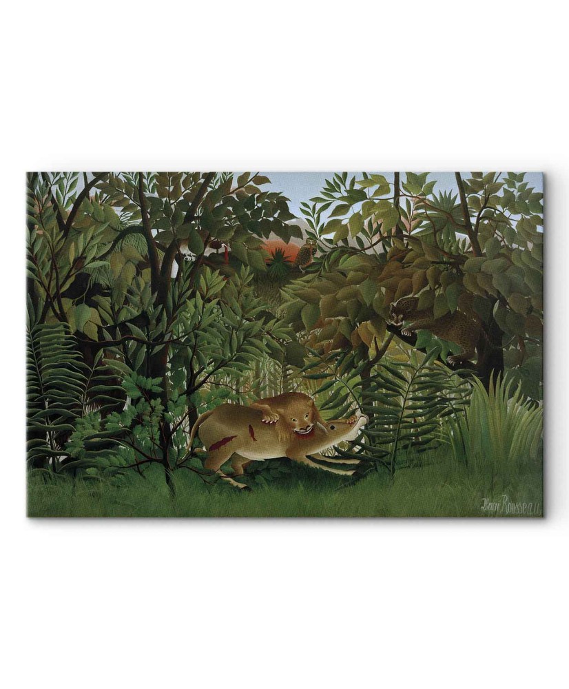 Paveikslas Henri Rousseau - Alkanas liūtas puola antilopę