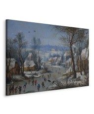 Paveikslas Pieter Brueghel Jaunesnysis - Žiemos peizažas su paukščių spąstais