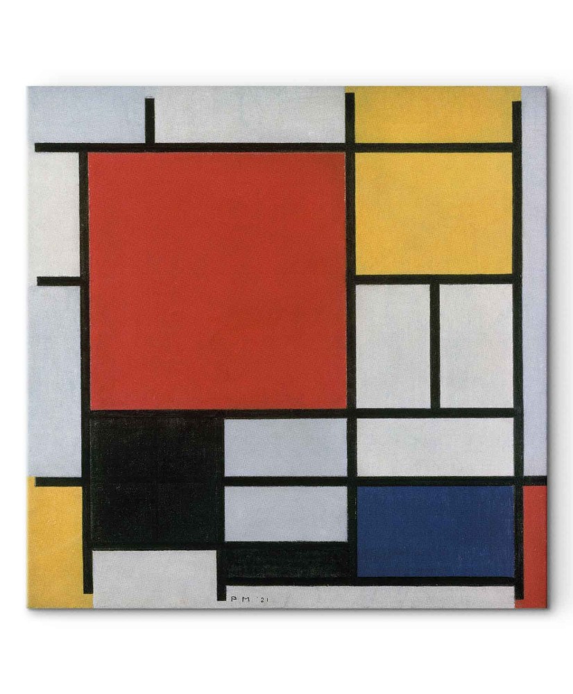 Paveikslas Piet Mondrian - Kompozicija su raudona, geltona, mėlyna ir juoda