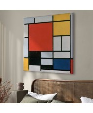 Paveikslas Piet Mondrian - Kompozicija su raudona, geltona, mėlyna ir juoda