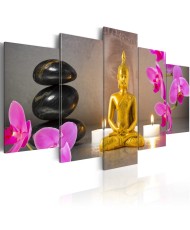 Paveikslas  Golden Buddha and orchids