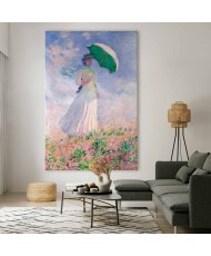 Paveikslas XXL Claude Monet - Moteris su skėčiu, žvelgianti į dešinę