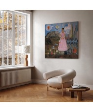Paveikslas Frida Kahlo - Autoportretas ant Meksikos ir Jungtinių Valstijų sienos