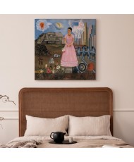 Paveikslas Frida Kahlo - Autoportretas ant Meksikos ir Jungtinių Valstijų sienos