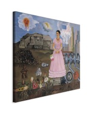 Paveikslas Frida Kahlo - Autoportretas ant Meksikos ir Jungtinių Valstijų sienos