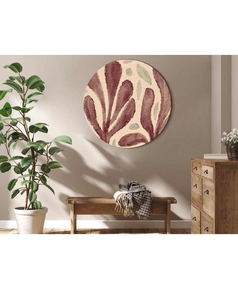 Apvalus paveikslas ant drobės - Ryškūs lapai Matissės dvasia