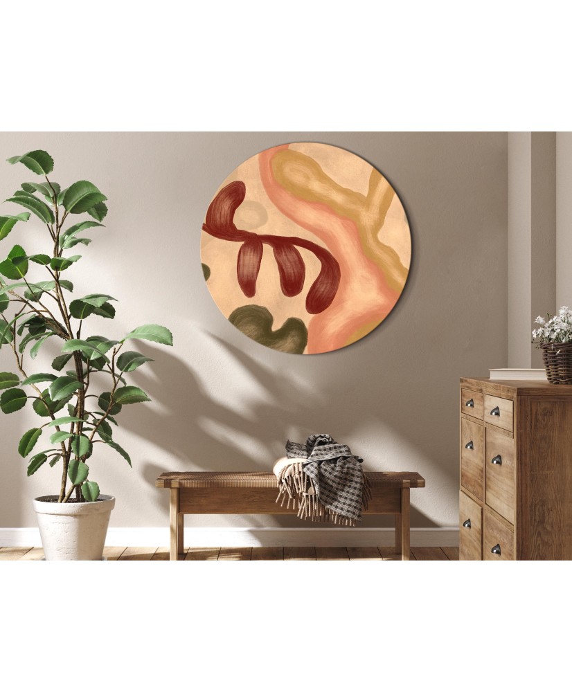 Apvalus paveikslas ant drobės - Sendinto efekto spalvotos formos