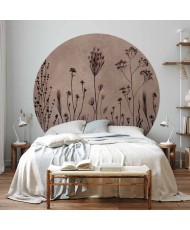 Apvalūs fototapetai - Laukų gėlės kalkinto fono fone