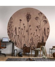 Apvalūs fototapetai - Laukų gėlės kalkinto fono fone