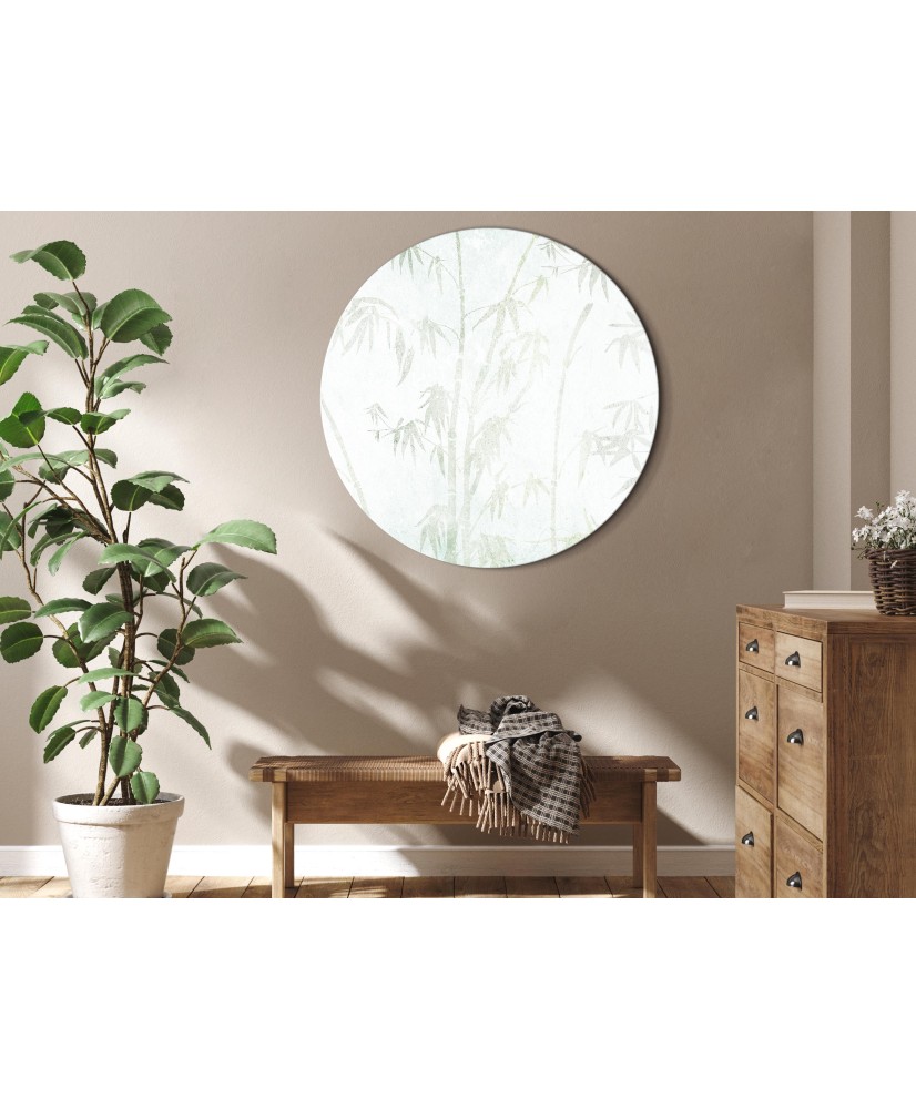 Apvalus paveikslas ant drobės - Pastelinis bambukų miškas