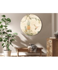 Apvalus paveikslas ant drobės - Prislopintų tonų tropikai su papūgomis