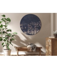 Apvalus paveikslas ant drobės - Vakaro džiunglės kalnų fone