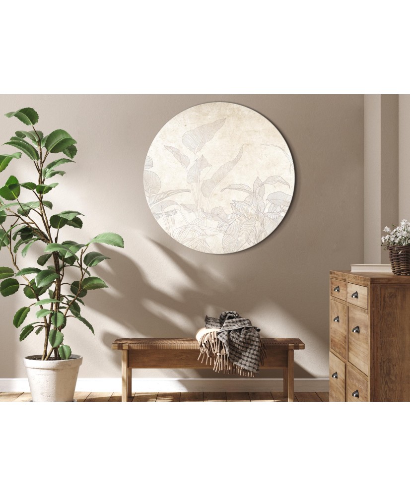 Apvalus paveikslas ant drobės - Prislopinta egzotinė žaluma