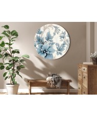 Apvalus paveikslas ant drobės - Turkio gėlės retro nuotaikoje