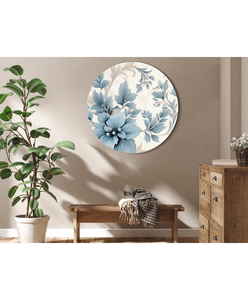 Apvalus paveikslas ant drobės - Turkio gėlės retro nuotaikoje