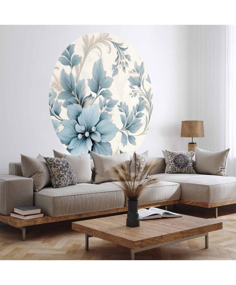 Apvalūs fototapetai - Retro turkio gėlės