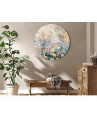 Apvalus paveikslas ant drobės - Gobeleno raštas su pievos gėlėmis