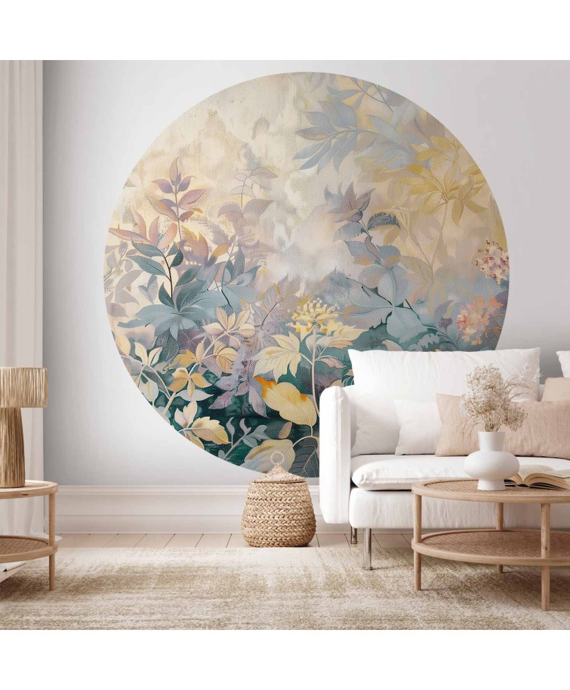 Apvalūs fototapetai - Gobeleno raštas su spalvingomis gėlėmis