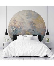 Apvalūs fototapetai - Gobeleno raštas su spalvingomis gėlėmis