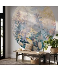 Apvalūs fototapetai - Gobeleno raštas su spalvingomis gėlėmis