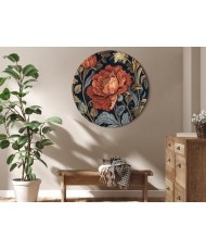 Apvalus paveikslas ant drobės - Didelės retro gėlės gobeleno stiliumi