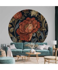 Apvalūs fototapetai - Didelės retro gėlės gobeleno stiliumi