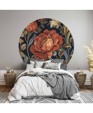 Apvalūs fototapetai - Didelės retro gėlės gobeleno stiliumi
