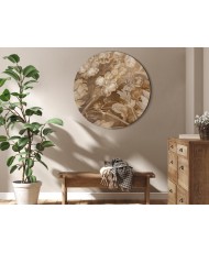 Apvalus paveikslas ant drobės - Augaliniai ornamentai sepijos tonais