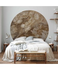 Apvalūs fototapetai - Raižyti augalų ir gėlių ornamentai