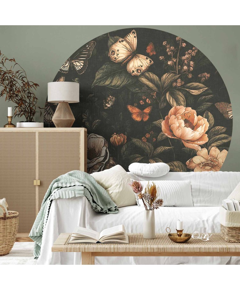 Apvalūs fototapetai - Kaimiško sodo žiedai