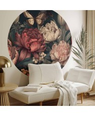 Apvalūs fototapetai - Gėlės turkio fone