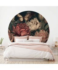 Apvalūs fototapetai - Gėlės turkio fone