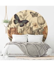 Apvalūs fototapetai - Spalvingos tulpės kreminiame fone