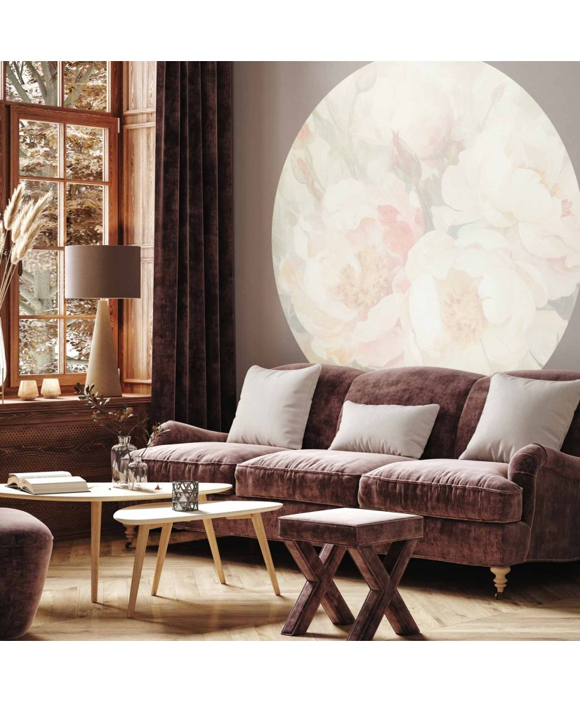 Apvalūs fototapetai - Peonijos rūke