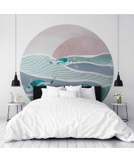 Apvalūs fototapetai - Žuvys tarp bangų