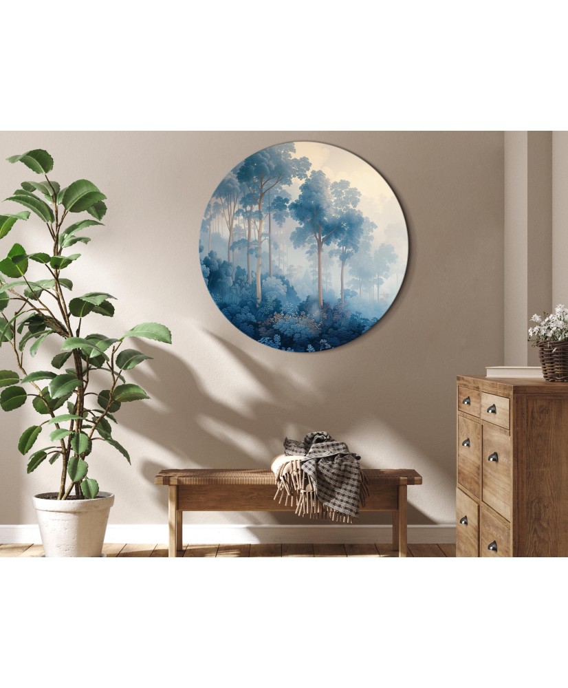 Apvalus paveikslas ant drobės - Pasakiškas mėlynas miškas